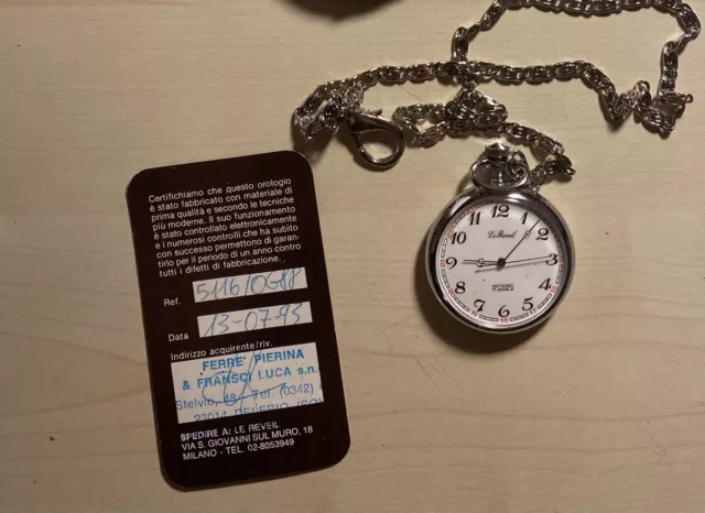 Orologio da Tasca LeReveil Ferrovie con Inciso Treno sul Retro e Certificato