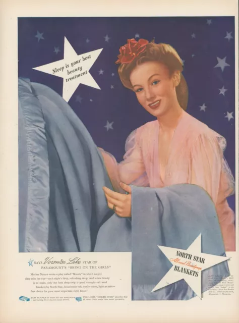 1944 North Star Blankets Veronica Lake Bring On Girls Paramount Vtg Print Ad L20