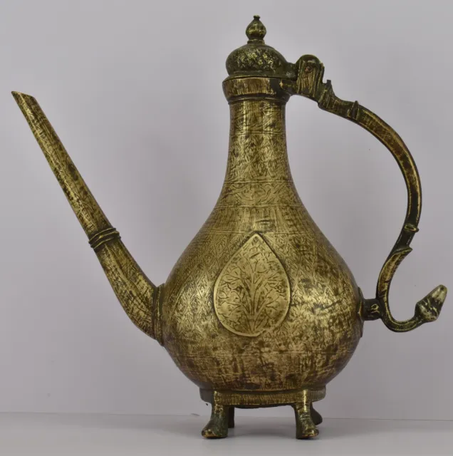 Rare Antique Islamic Ottoman Turkish Mughal Bronze Pot Ewer (Aftaba)