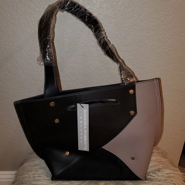 Sondra Roberts Squared Handbag- NWT Black with Tan