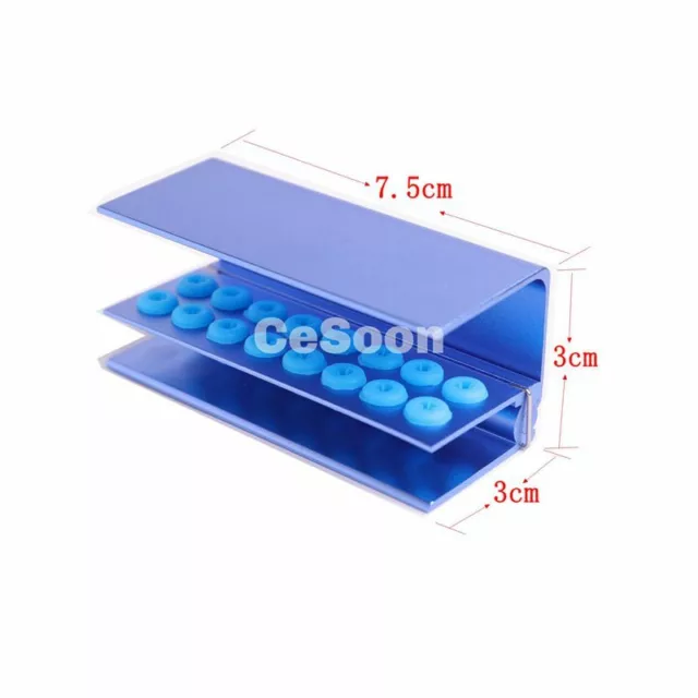 16 Holes Dental Bur Block Holder Station Autoclave Disinfection Box  Blue Color