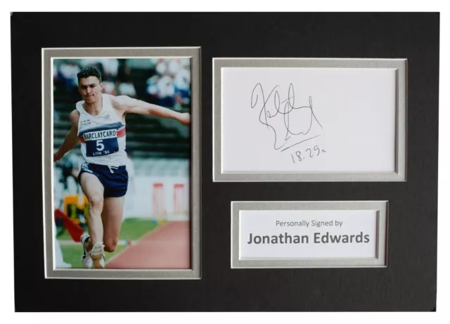 Jonathan Edwards Signed Autograph A4 photo display Athletics AFTAL COA