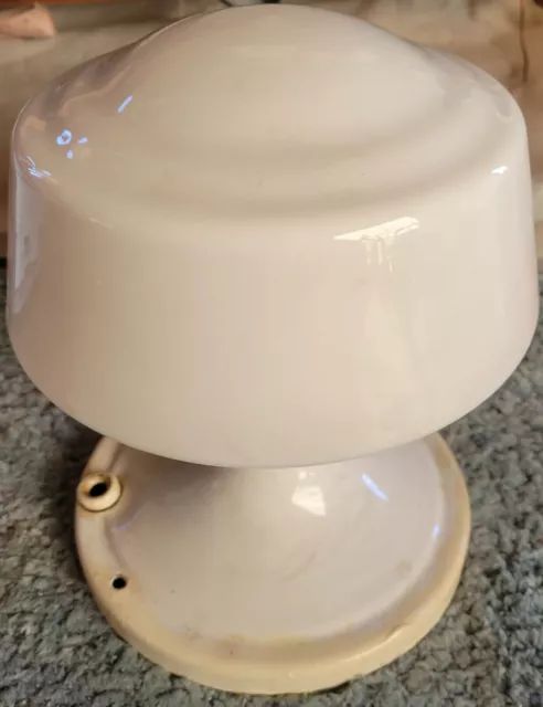Milk Glass Lamp Light Fixture And Shade School house Antique Vintage