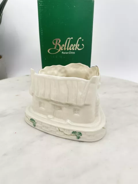 Vintage Belleek Irish Cottage Porcelain Tea Light Votive Candle Holder Ireland