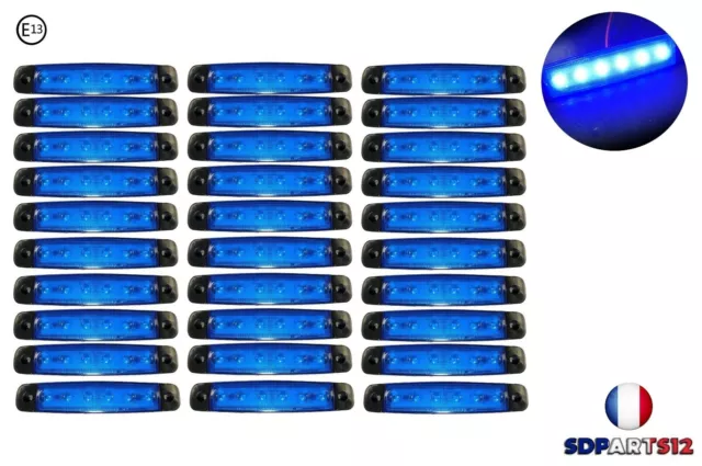 30 x 12V LED Feux De Gabarit E13 Marque Cote Gauche Et Droit Bleu Pour Caravane