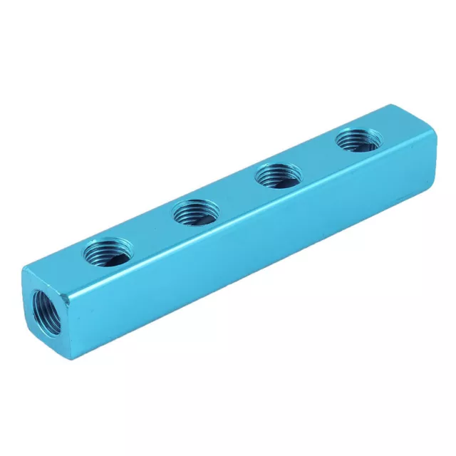 A● 1/4" PT Thread 7 Ports Quick Connector Air Hose Manifold Block Splitter Blue