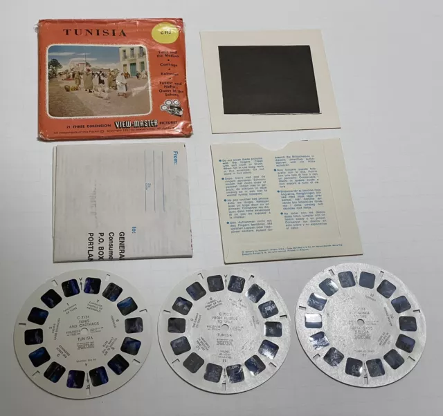 RARE Sawyer's View-Master C713 Tunisia 3 Reels Packet Reel SCARCE