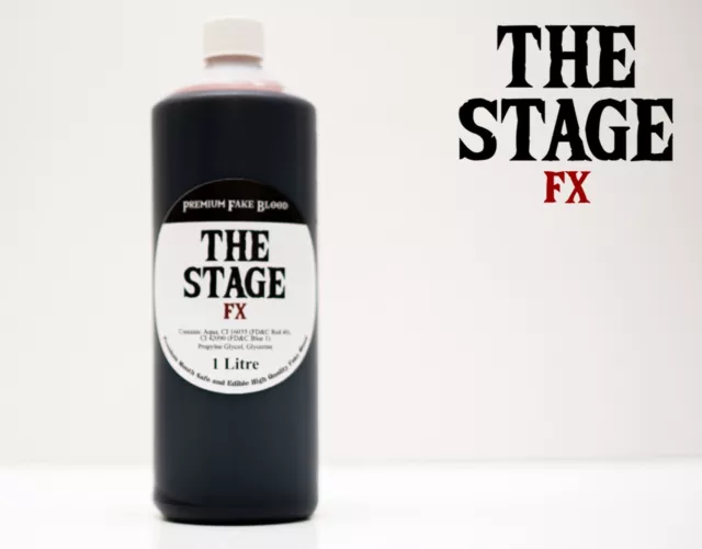 THE STAGE FX 1 LITRE Fake Blood EDIBLE Mouth Safe Halloween Theatrical Makeup UK