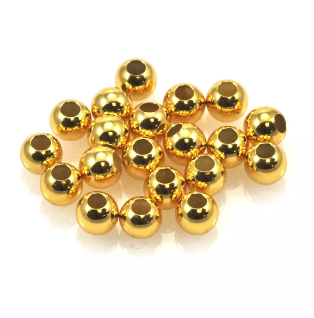 Gold Vermeil Genuine 925 Sterling Silver Round Seamless Spacer Beads 4mm