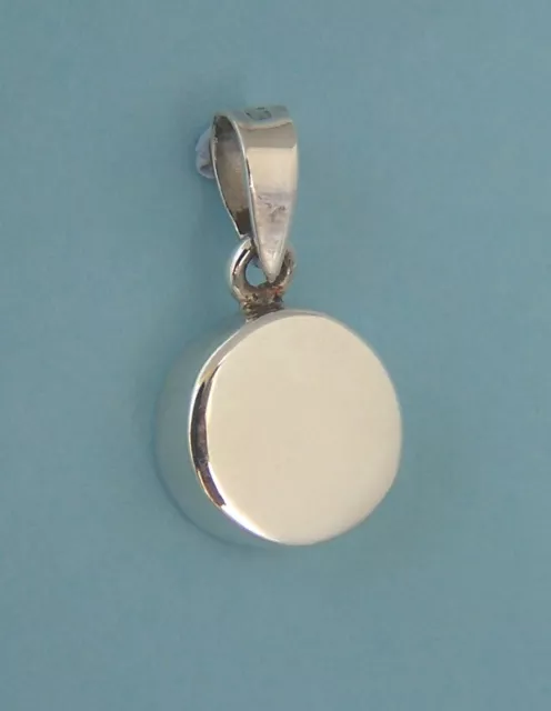 925 Sterling Silver Solid Flat Plain Round Small TAG Pendant Charm X'mas GIFT ID