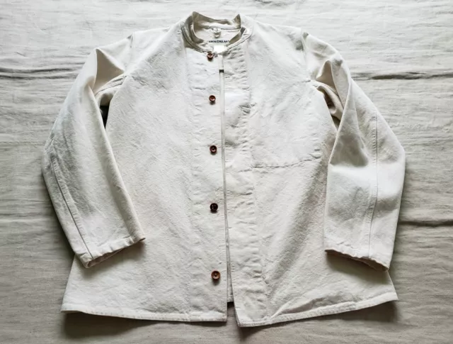 Caron Callahan White McGhie Top Overshirt Jacket Heavy Cotton Canvas Size Medium