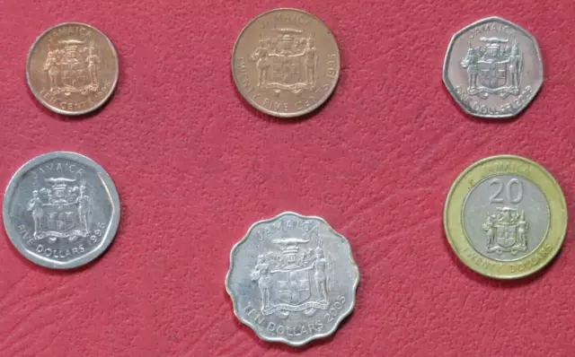Jamaika Set 1: Lot 6 Münzen 0,1- 20 Dollars  gebrauchte Umlauferhaltung (USED)