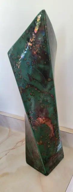 William K Turner Signed Handcrafted raku pottery Large Twisted Art Vase