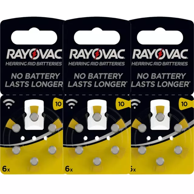 3 x 6 ( 18 ) Rayovac Hearing Aid Batteries Size 10 für Hörgeräte