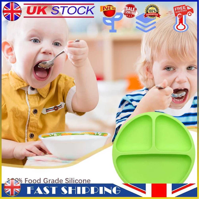 Cute Baby Infant Dining Plate Non Slip Training Sucker Dishes Tableware (Green)