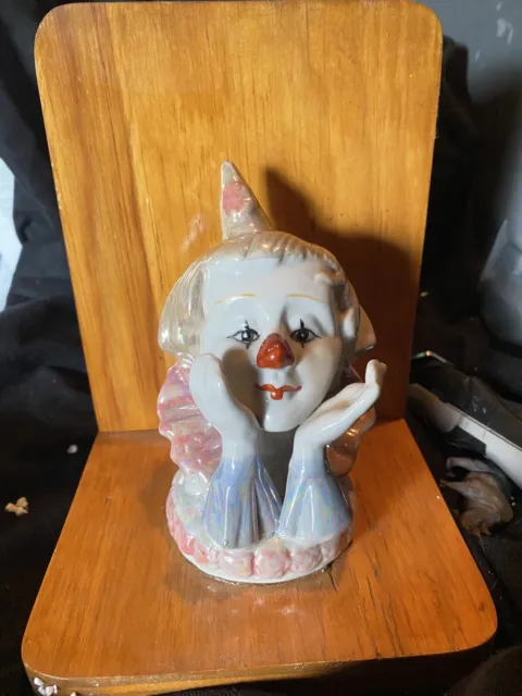 Clowns Bookends Ceramic/wood