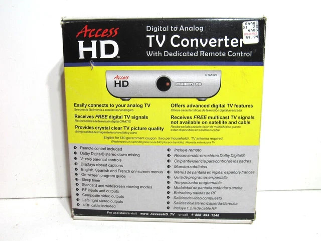 Digital to Analog TV Converter ACCESS HD Complete w/Remote Control - Tested