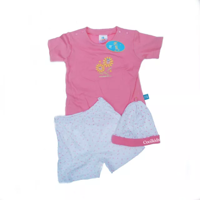 Baby Girls 3pc Summer Cerise Floral  T-shirt Short & Hat set, 0/3,3/6 6/9 months