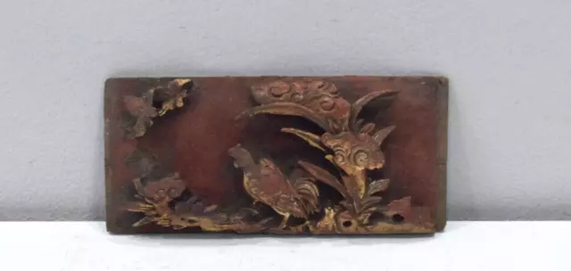 Chinese Carved Wood Gold Leaf Panel