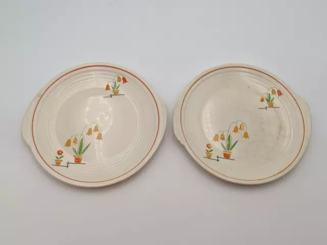 2 Pc Edwin M. Knowles China Dinner Plates Yorktown Shape Cracked Under Glaze VTG