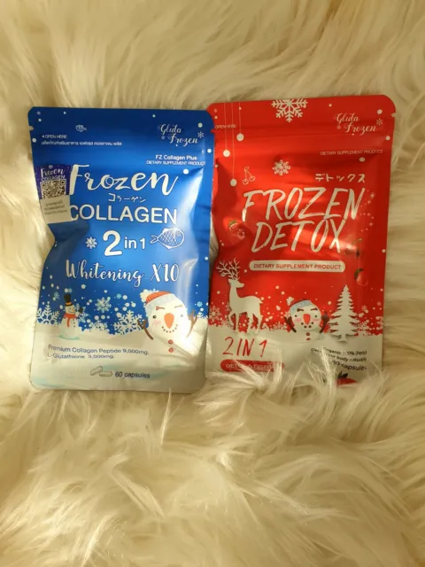 1X Frozen Collagen 2in1 Whitening And 1X Frozen 2in1 Detox Capsules