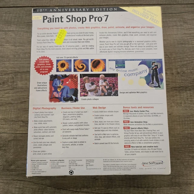 JASC SOFTWARE PAINT Shop Pro 7.0 Software Factory Sealed NEW £44.99