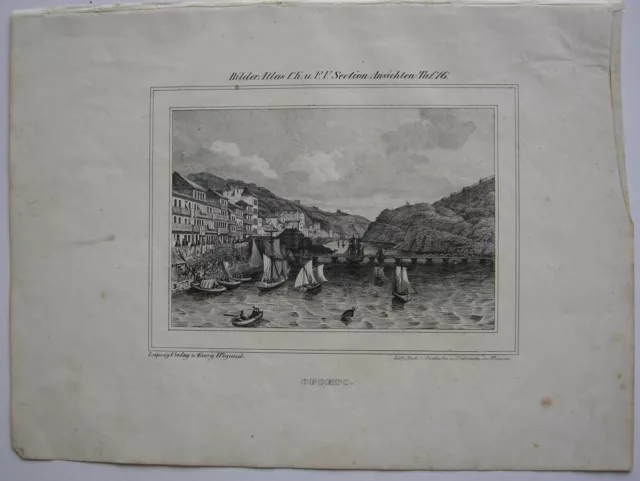 Oporto Porto Portugal Douro Orig. Lithografie 1842