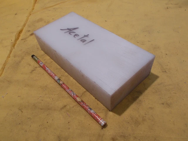NATURAL DELRIN BAR machinable plastic flat sheet stock 1 5/8" x 3 1/2" x 7 1/2"