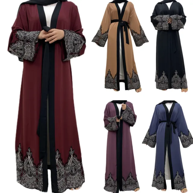 Ramadan Muslim Long Dress Dubai Open Kaftan Abaya Cardigan Kimono Caftan Islamic