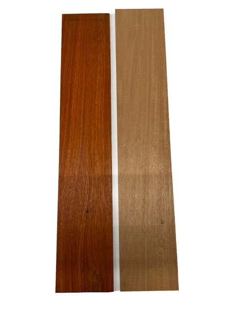 Paquete de 2 tableros de madera de stock delgado Padauk + caoba hondureña 24"x4-1/2"x 1/8"#74