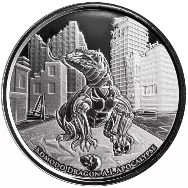 2022 1 oz Silver Komodo Dragon A.I. Apocalypse - .999 Fine Silver Coin BU #A548