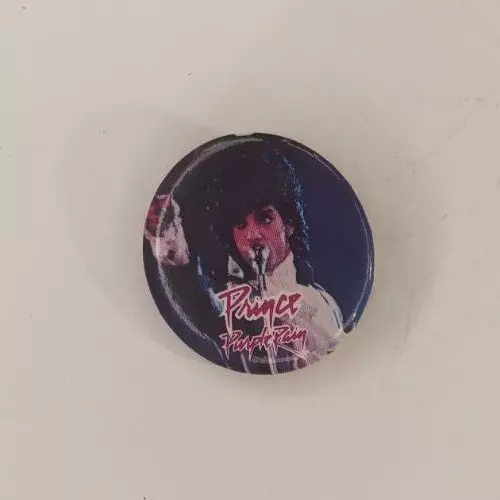 Vintage 1984 Button up PRINCE PURPLE RAIN Pinback Button  Pointing Pose