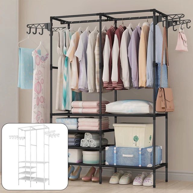 ZOLTA Eckschrank Kleiderständer Schwarz - 180cm Mit 3 Ablagen & Kleiderstange Faltbar