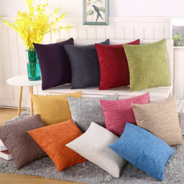 16"/18"/20"/22" Thicken Cotton Linen Plain Colour Car Sofa Seat Cushion Cover