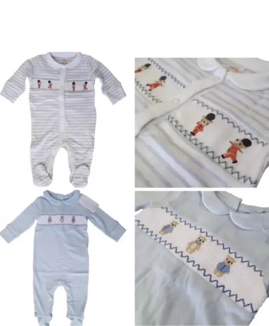 Ex NXT Baby Boy 1 or 2 Pack Soldier Teddy Bear Collar  Sleepsuits Tiny - 24 Mths