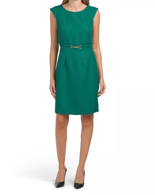 New Tahari Asl Green Career Sheath Dress Size 16 $129