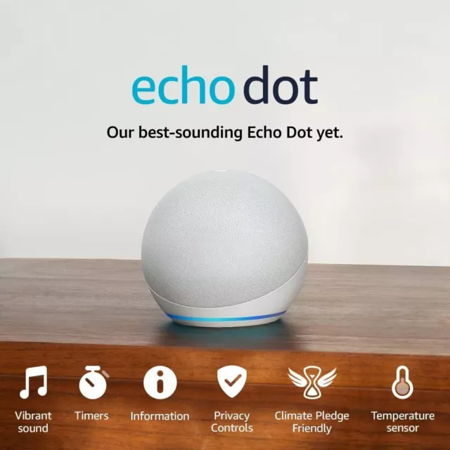 AMAZON ECHO DOT 5th Gen (2022) Smart Speaker - Alexa - White £35.99 ...