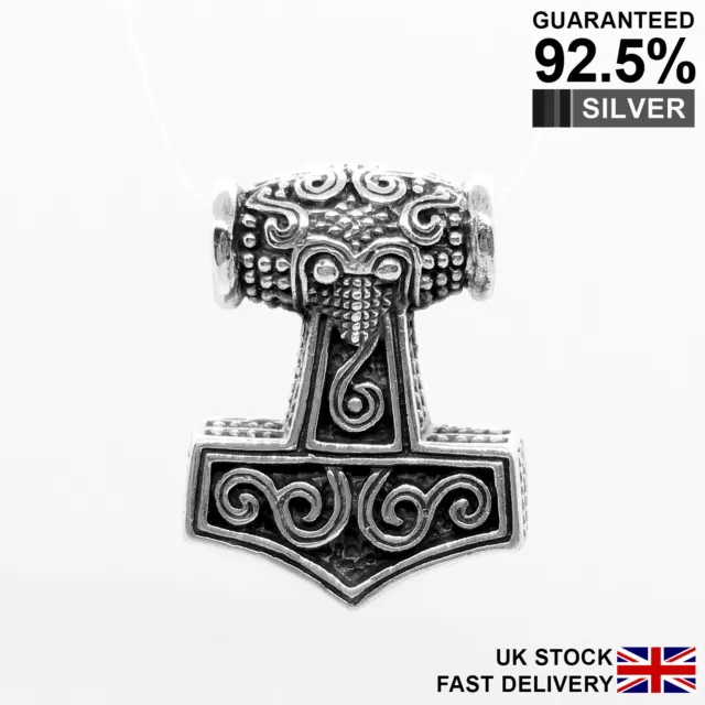 925 Silver Thor’s Hammer Mjolnir Norse Viking Pendant ✔️Solid✔️Quality