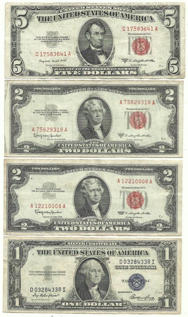 $10 ~FACE VALUE~ 4 VERY FINE Notes! Old US Paper Money Currency!