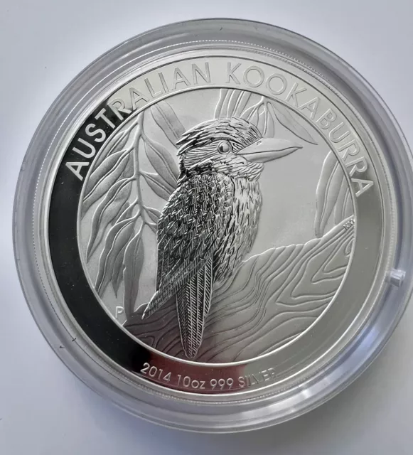 10 Oz 999 Silver Australian Kookaburra 2014 Perth Mint Bullion Coin in Capsule