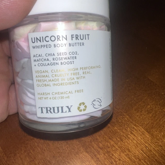 Truly Unicorn Fruit Whipped Body Butter 1.3 Oz 38 mL Shea Full Size 4 Oz Net Vol Truly Unicorn Fruit Whipped Body Butter 1.3 Oz 38 mL Shea Full Size 4 Oz Net Vol