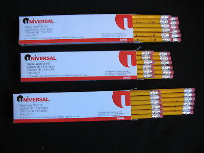 Universal Economy Woodcase Pencil HB #2 Yellow Dozen [12 PACK ( 3 Boxes)