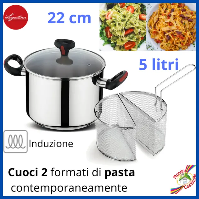 PENTOLA CUOCIPASTA 2 tipi di pasta e verdure con doppio cestello cestelli  EUR 79,00 - PicClick IT