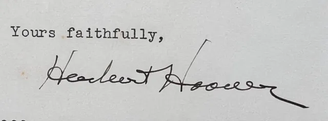 President Herbert Hoover Signed Autograph Signature Typed Letter 1937