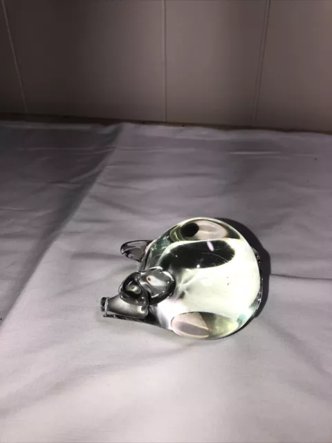 Vintage Irice Controlled Bubble Clear Glass Pig Paperweight