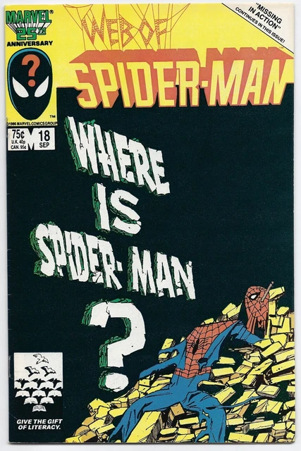1986 Marvel WEB OF SPIDER-MAN #18 VF      1st Cameo Appearance Eddie Brock