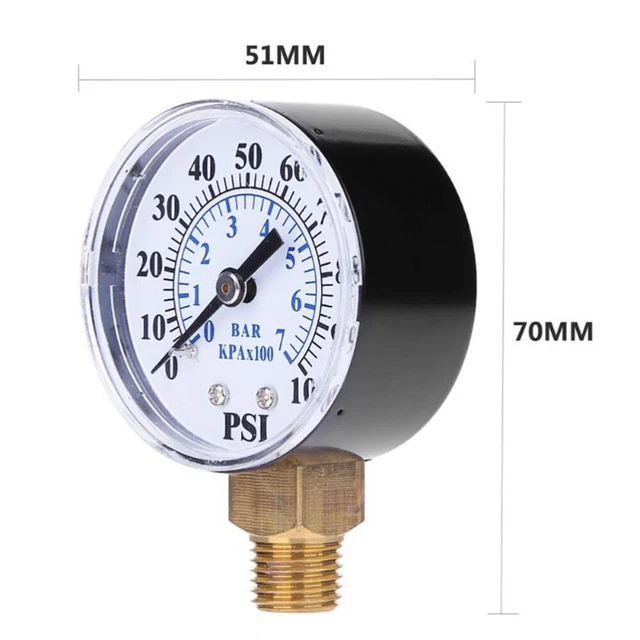 Manometro Universale 0-4bar / 0-60psi - Misuratore Di Pressione Per Acqua, Aria, Olio - Tester Compatto