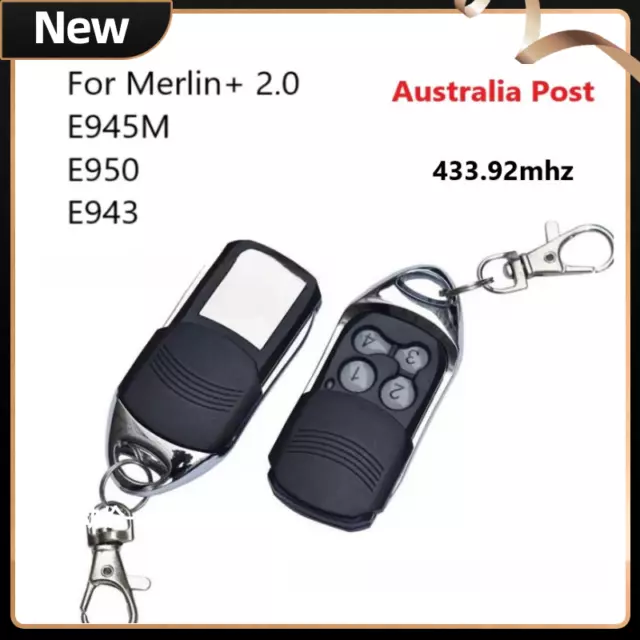 For Merlin+ 2.0 E945M E950 E943 Garage Gate Door Remote Control 433.92mhz