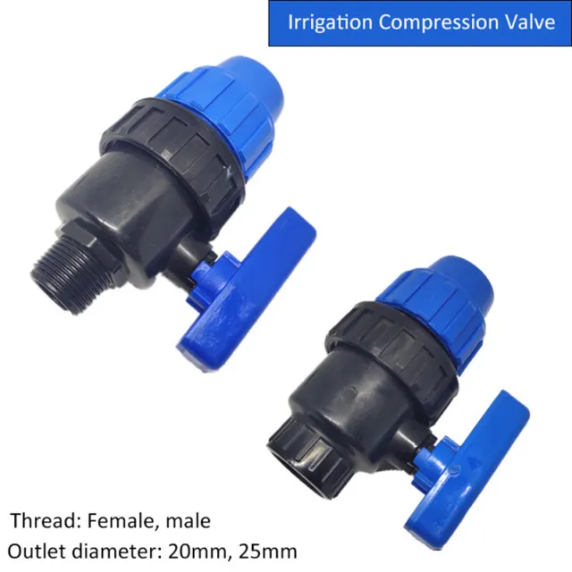 MDPE Irrigation Compression Valve 20mm 25mm, Female Or Male Thread BSP AU