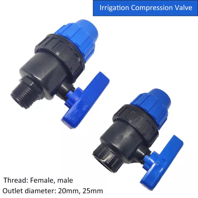 MDPE Irrigation Compression Valve 20mm 25mm, Female Or Male Thread BSP AU